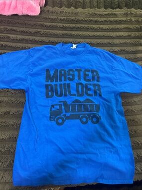 Blue "Master Builder" Graphic Tee large